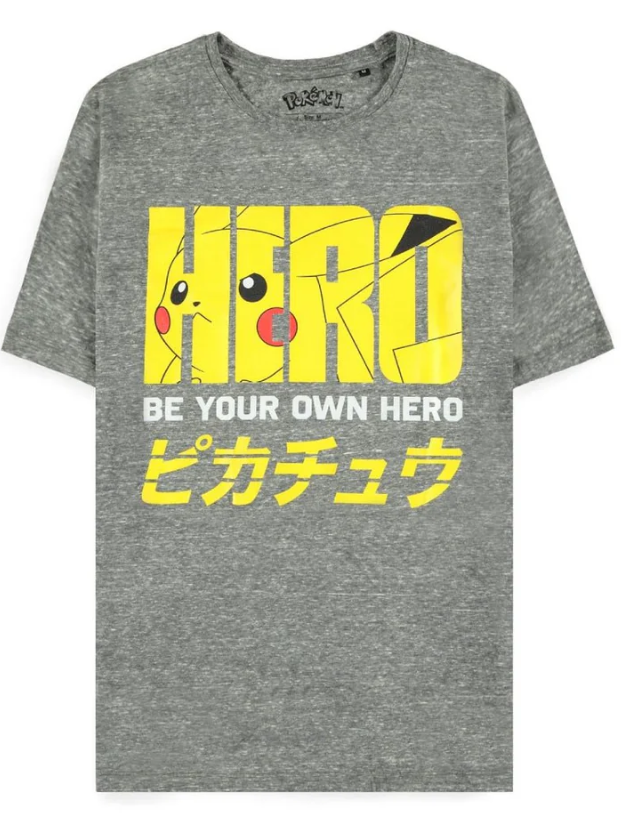 Pokémon Difuzed - Pika Hero (Szürke) - Men's Short Sleeved T-shirt Méret: S
