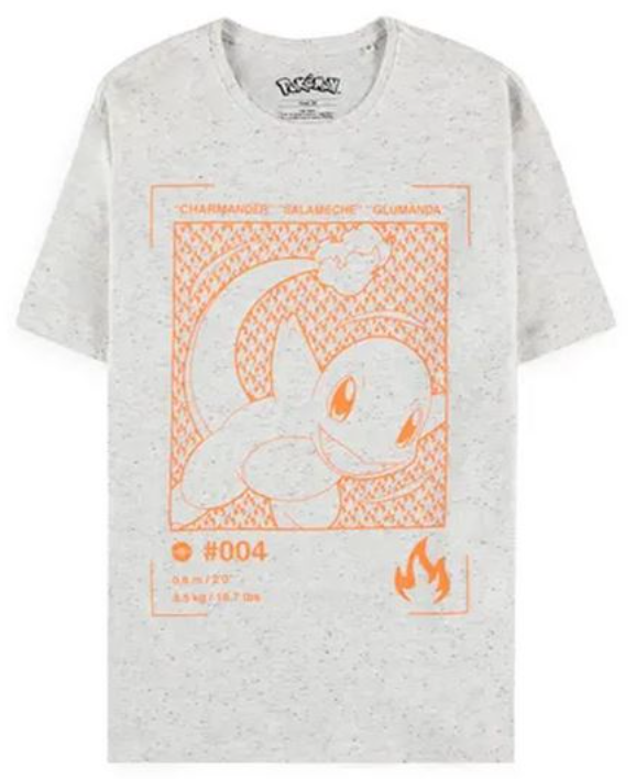 Pokémon Difuzed - Neppy Charmander (Szürke) - Men's Short Sleeved T-shirt Méret: S